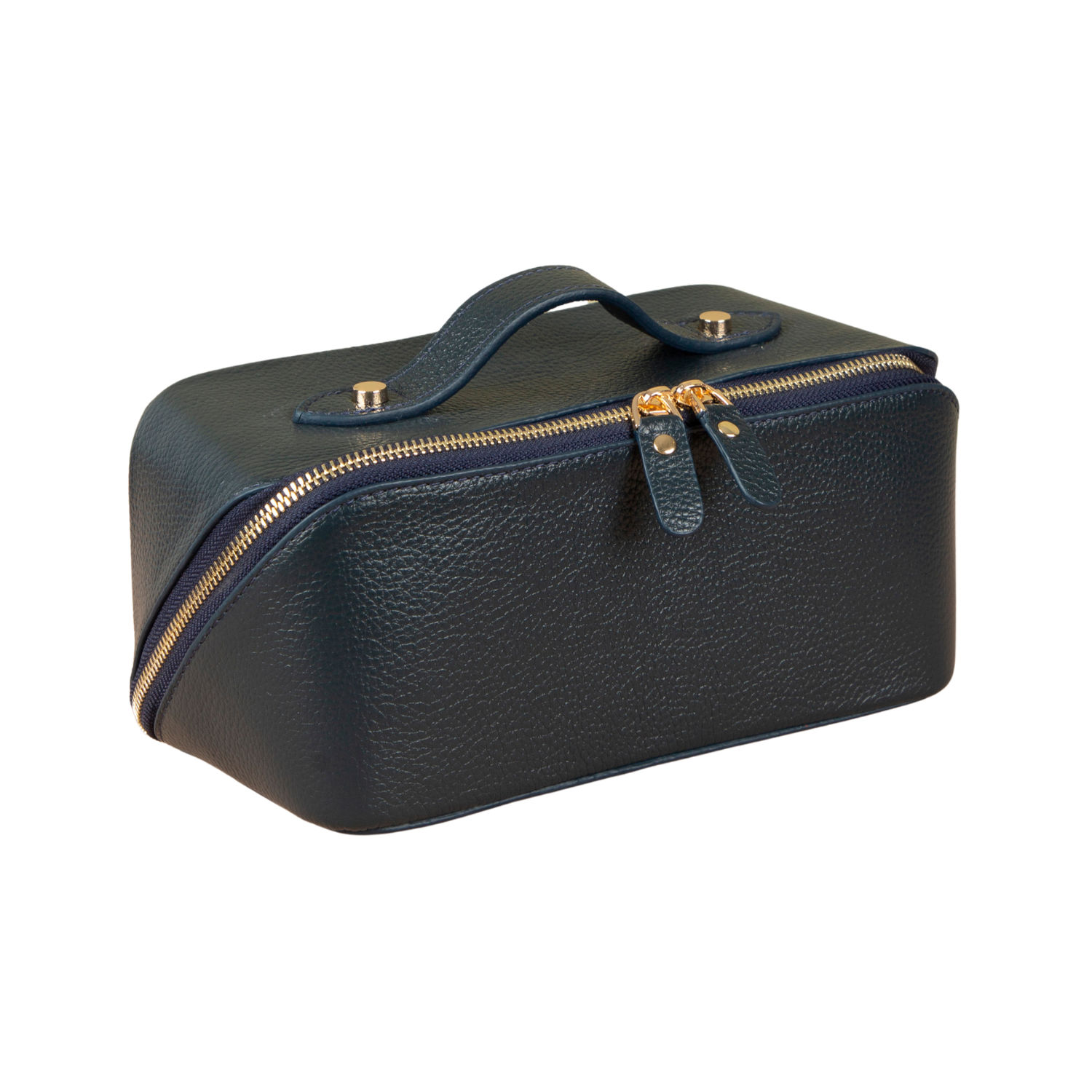 Luxury Leather Travel Vanity Case – Elegant & Spacious-Midnight blue - San Jose
