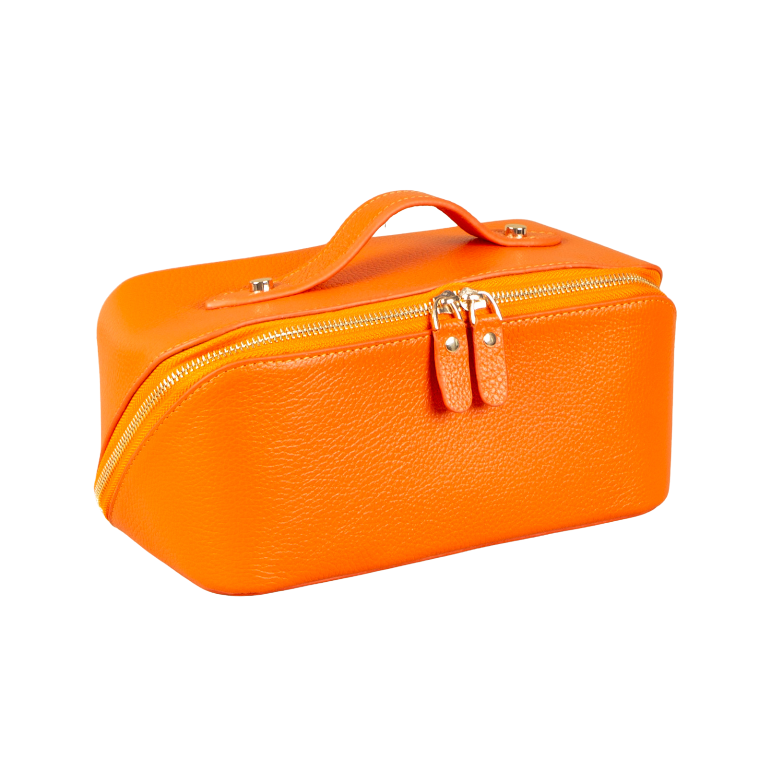 Luxury Leather Travel Vanity Case – Elegant & Spacious- mandarin - San Jose