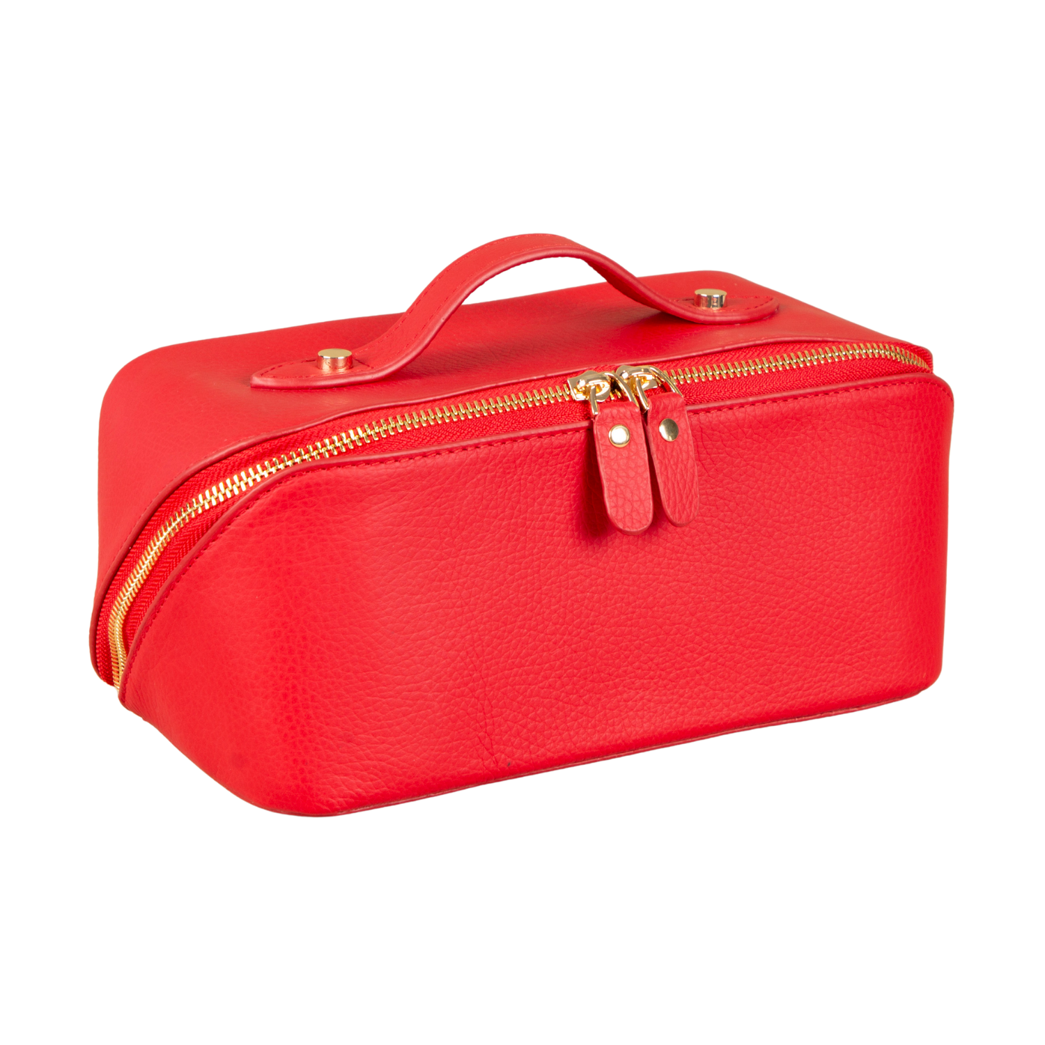 Luxury Leather Travel Vanity Case – Elegant & Spacious-Scarlet red - San Jose