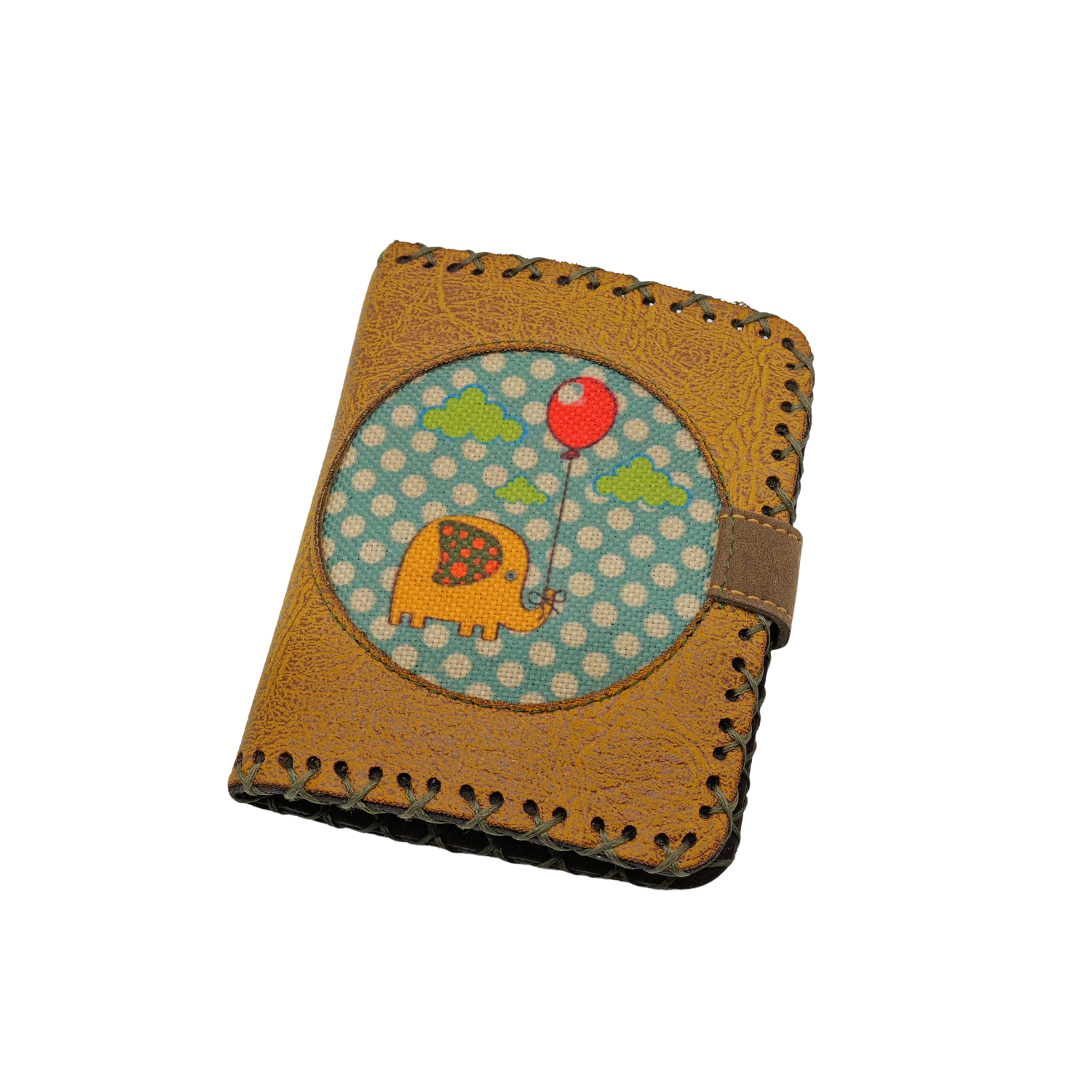 Playful Elephant Leather Wallet - Mustard Yellow
