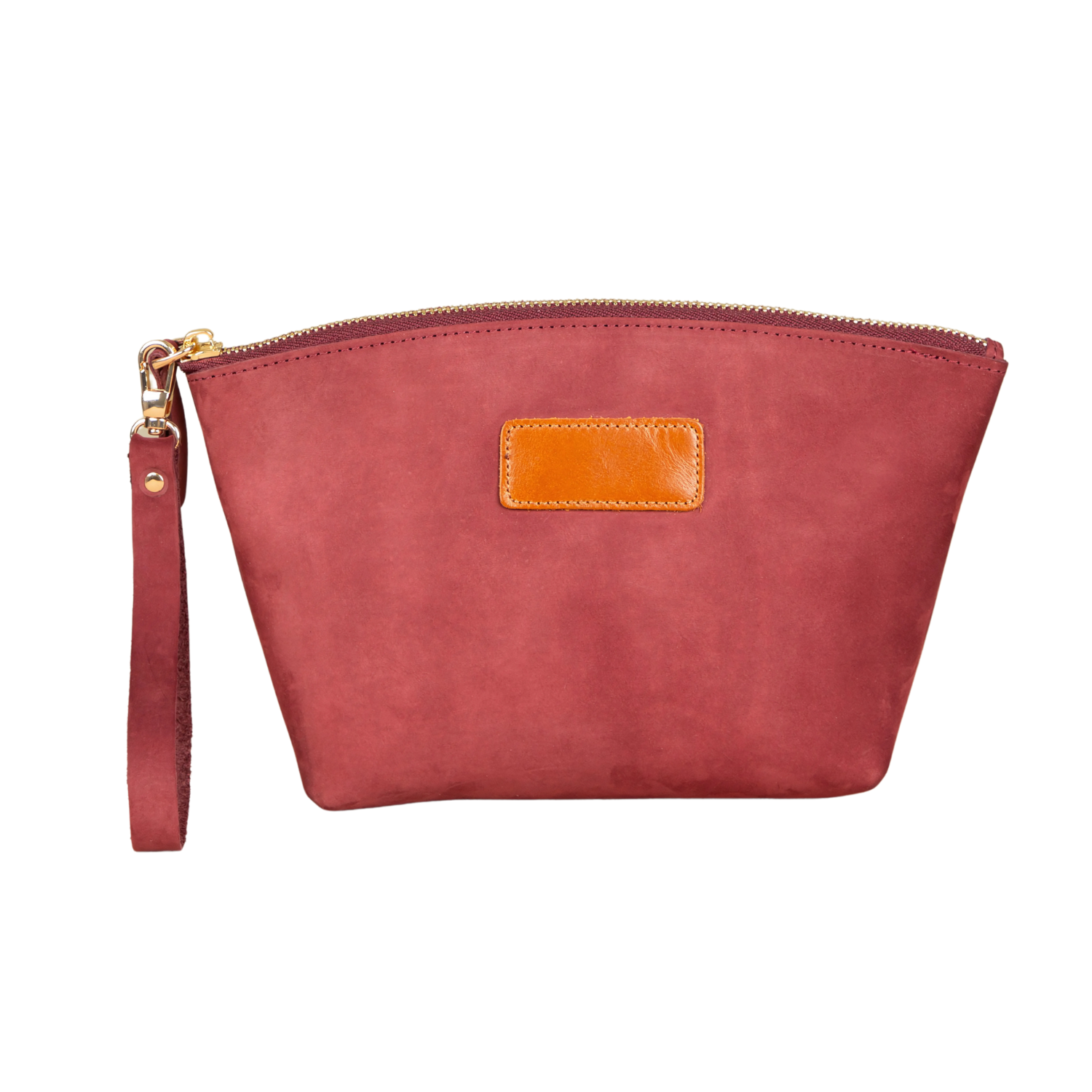 Handmade Leather Makeup Bag - Burgundy - Savannah