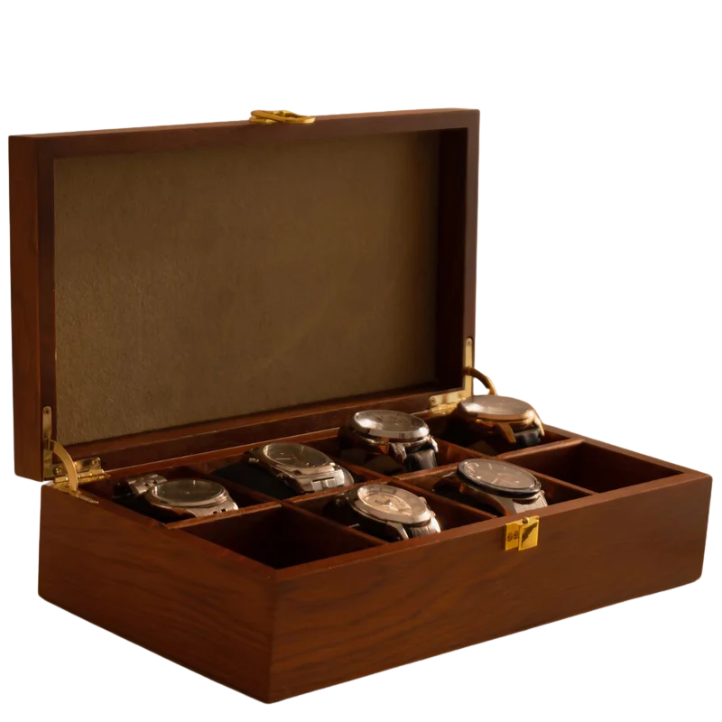 Versatile Wooden Jewelry Box with 8 Compartments
