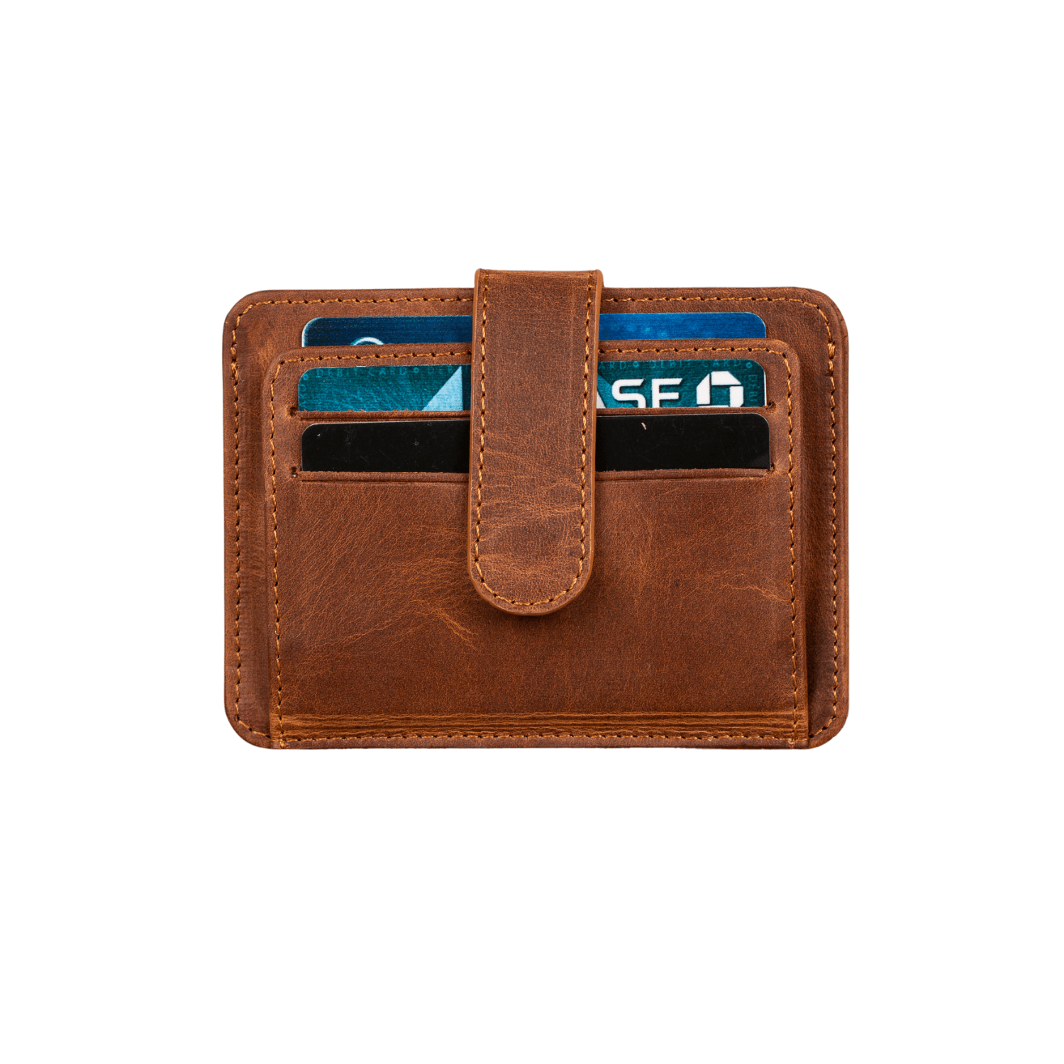 Leather Card Holder Wallet with ID Window - Brown - Miami