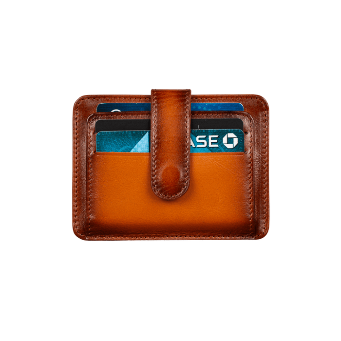 Leather Card Holder Wallet with ID Window - Rich Brown - Miami