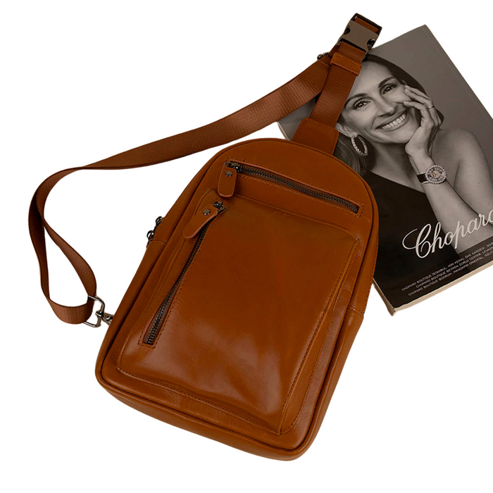 Leather Sling Bag - Brown - Marion