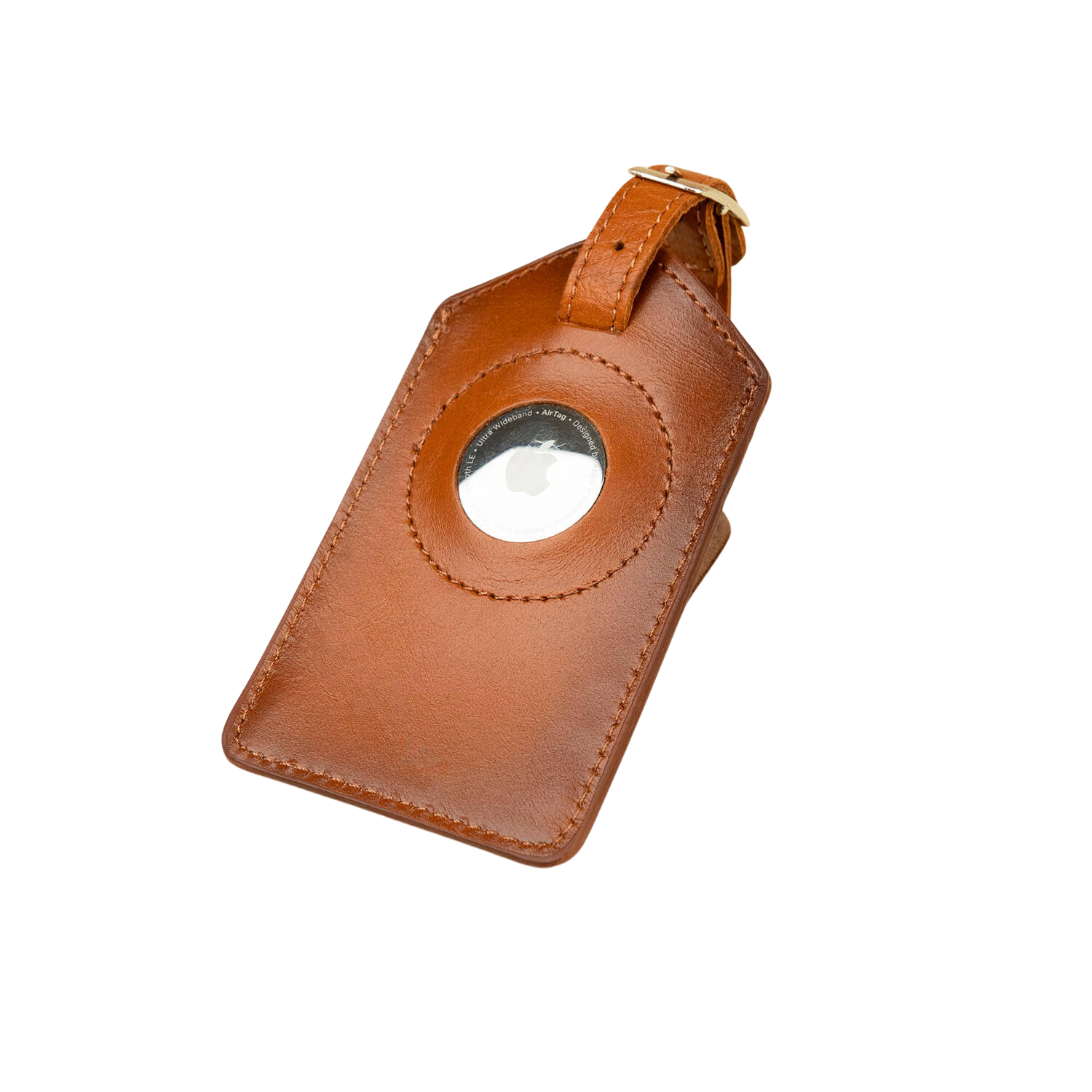 Premium Leather AirTag Luggage Tag - Rich Brown - Clovis