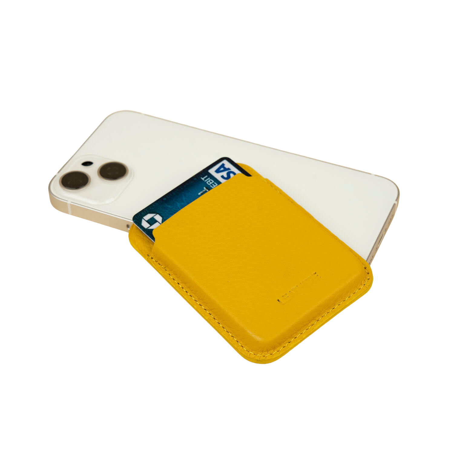 Premium Leather Card Holder & Phone Case Combo - Yellow - Helena