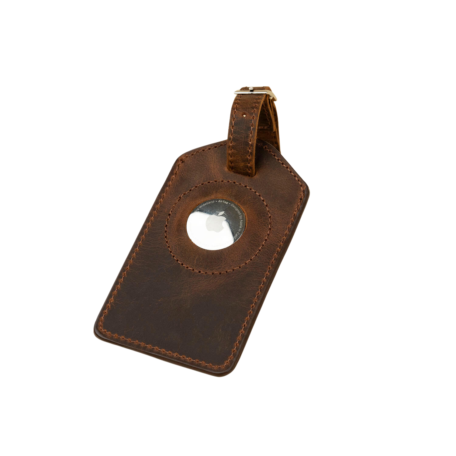 Premium Leather AirTag Luggage Tag - Dark Brown - Clovis