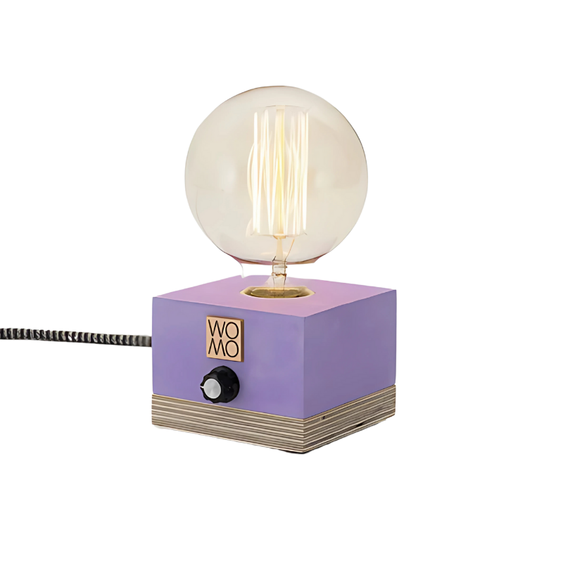 Purple Dimmable Table Lamp, Concrete Design Table Lamp, Industrial Decor, Edison Bedside Lamp, Concrete Home Decor