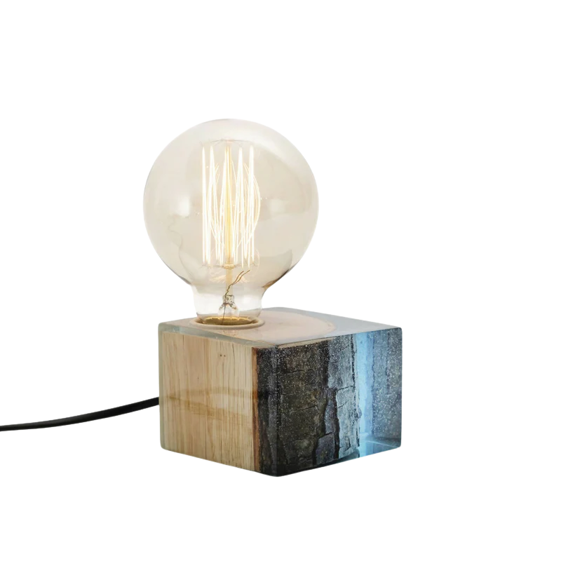 Blue Epoxy Table Lamp, Epoxy Resin Light, Edison Bedside Lamp, Modern Table Lamp, Epoxy Lighting, Resin Nightlight