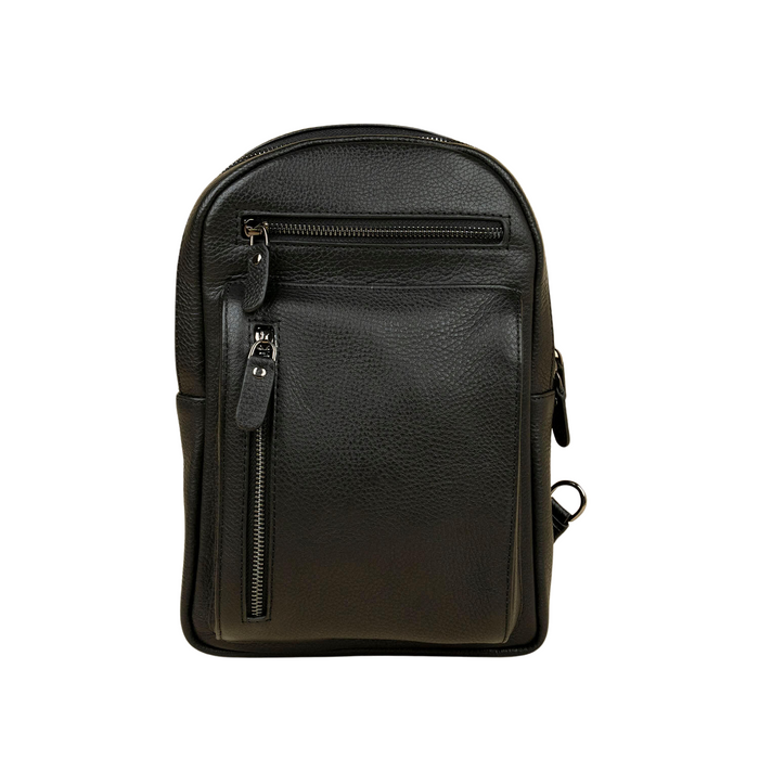 Leather Sling Bag - Black - Marion