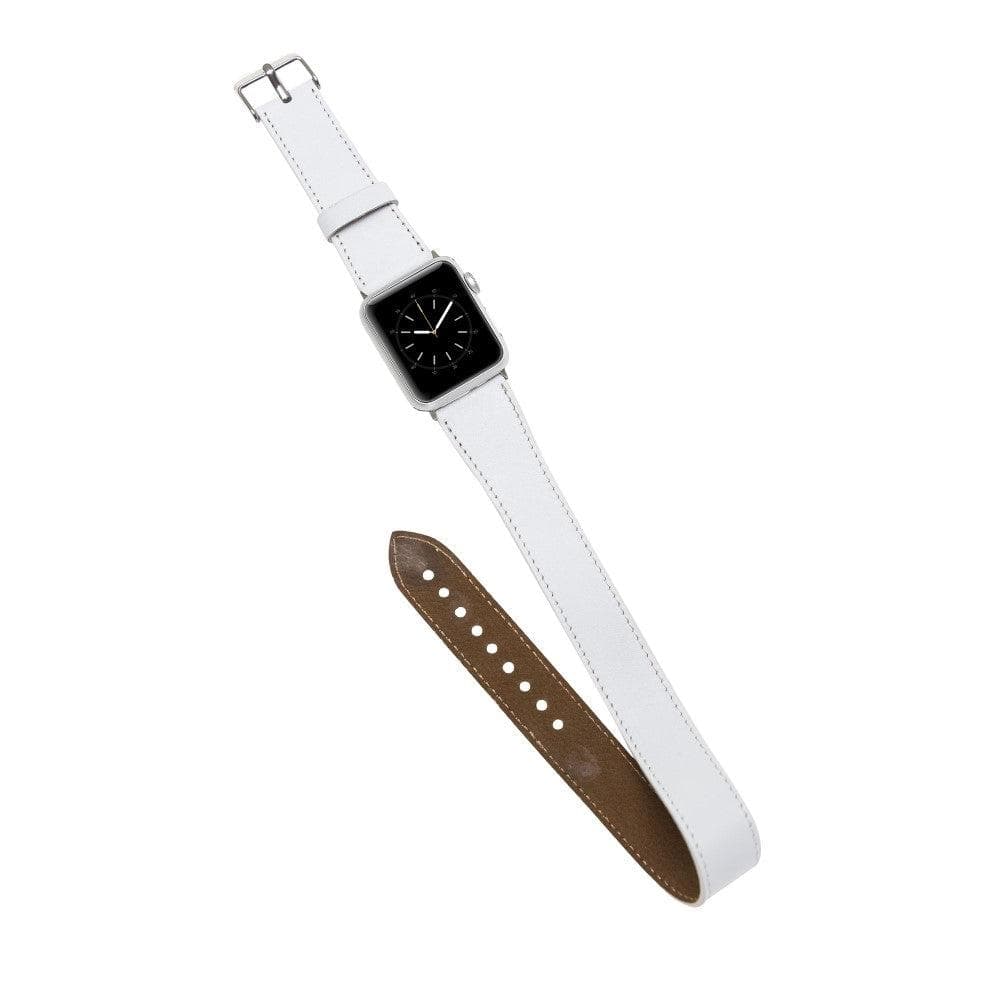 White Leather Double Tour Apple Watch Band - LEATHERE