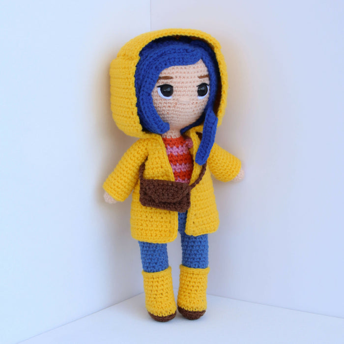 Custom Coraline Jones Crochet Doll, Handmade Knit Amigurumi Coraline Doll, Knitted Coraline Gift, Crochet Art Doll, Custom Handcrafted Order