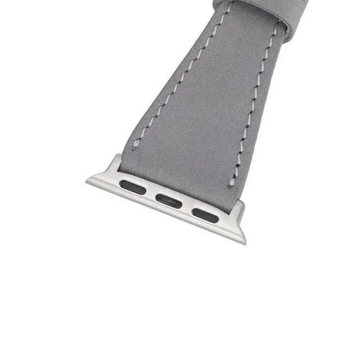 Grey Leather Double Tour Apple Watch Band - LEATHERE