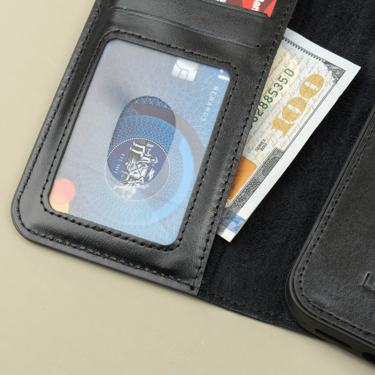 Black Leather iPhone 16 Series Wallet Case - LEATHERE