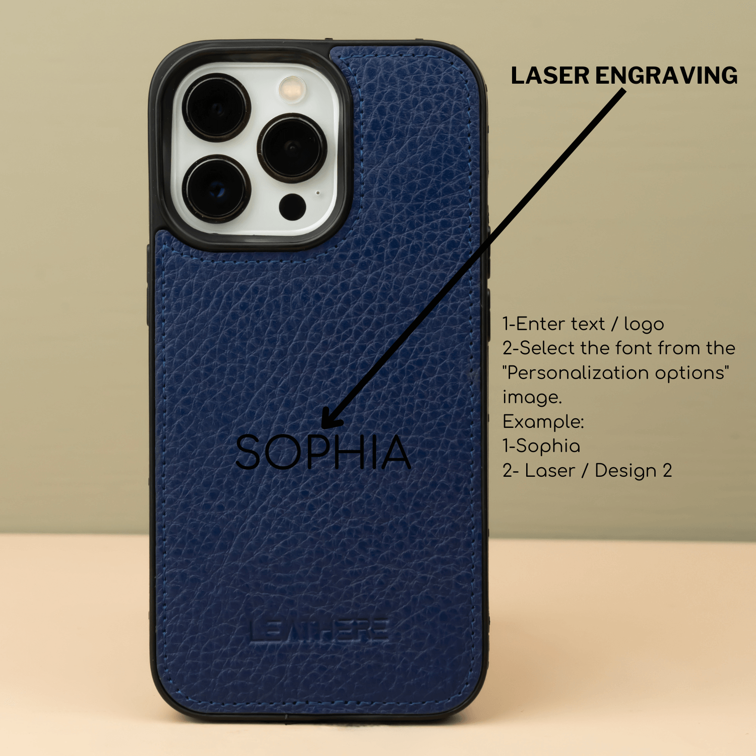 Navy Blue Leather iPhone 16 Series Snap-On Case - LEATHERE