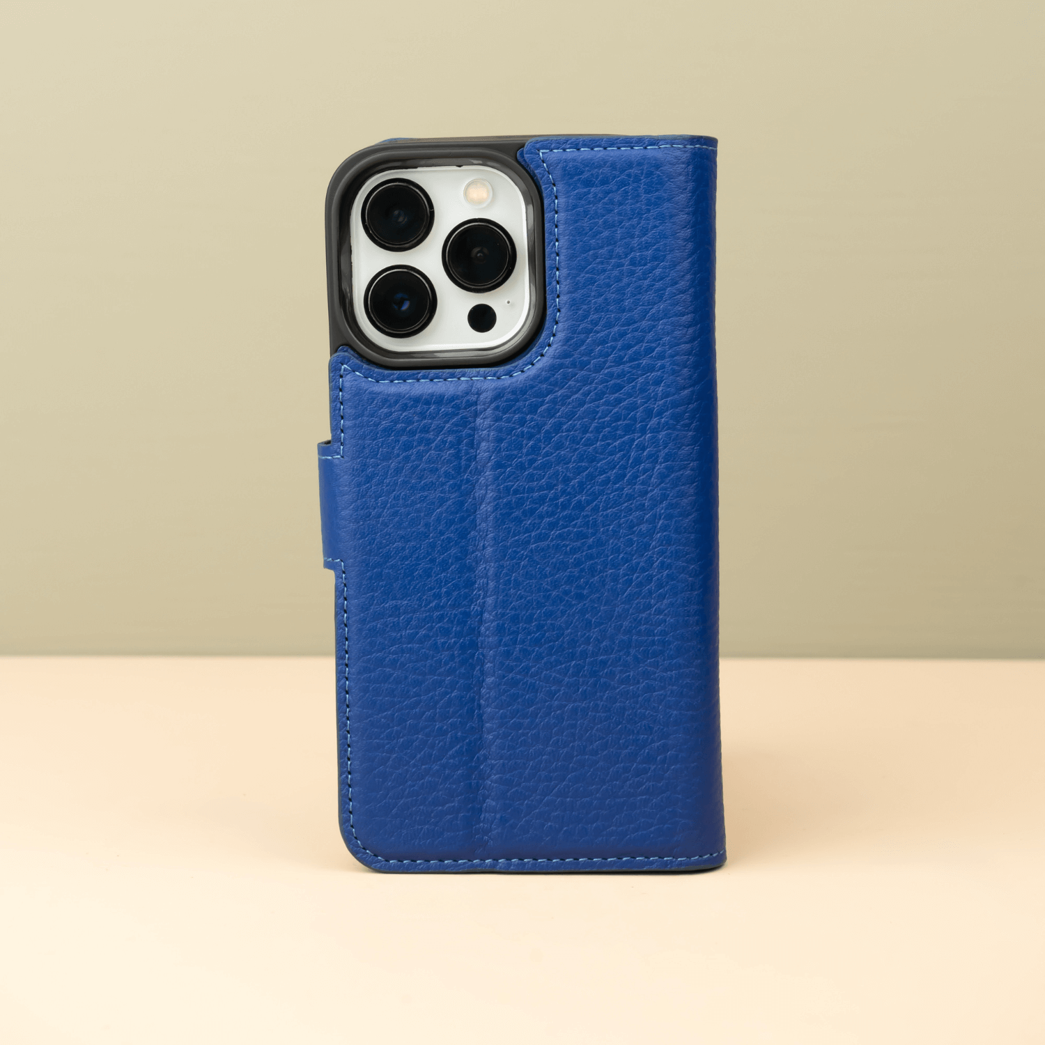 Blue Leather iPhone 16 Series Wallet Case - LEATHERE
