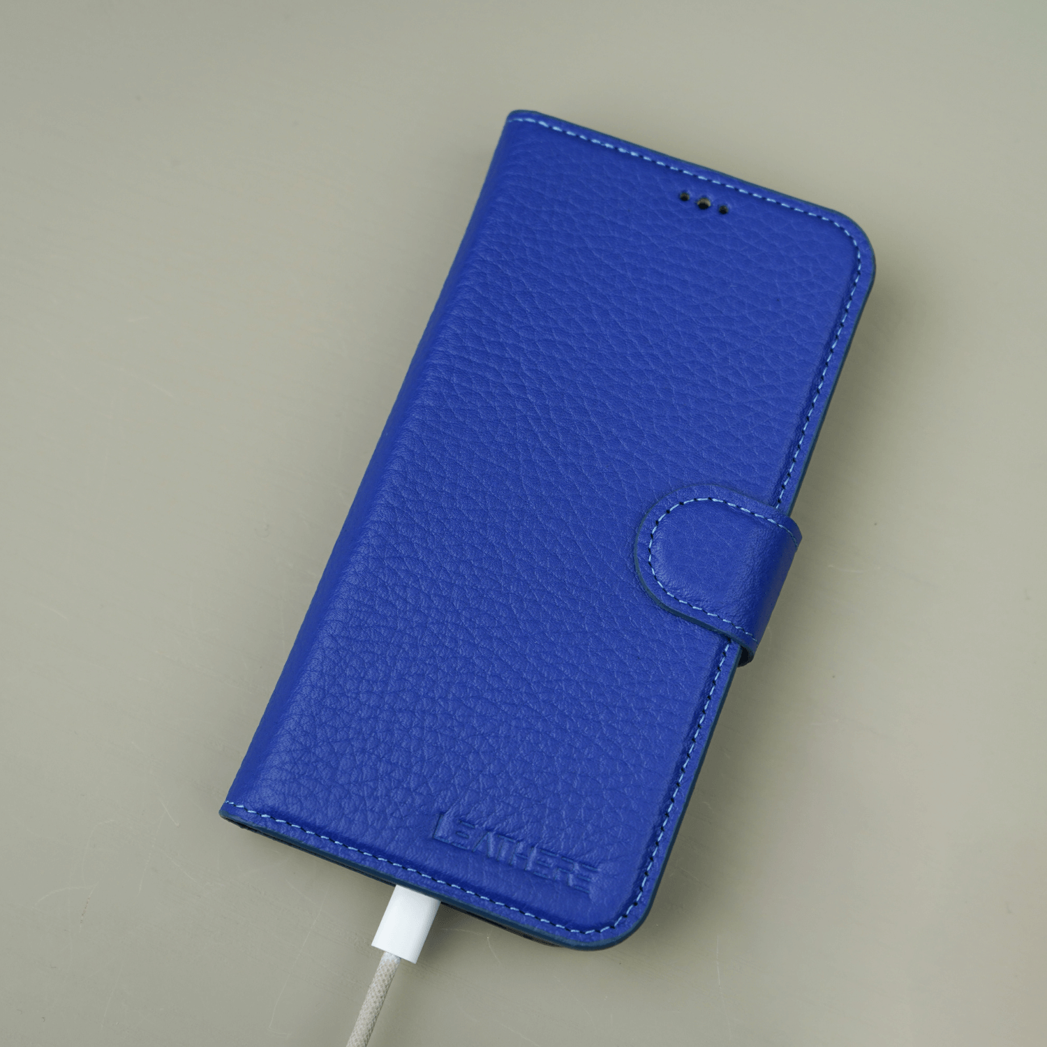 Blue Leather iPhone 16 Series Wallet Case - LEATHERE