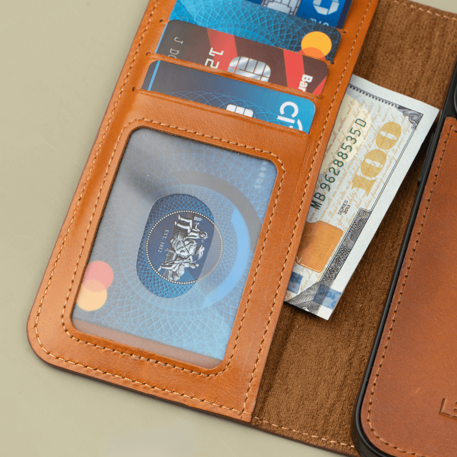 iPhone 13 Series Rustic Brown Leather Wallet Case - New York