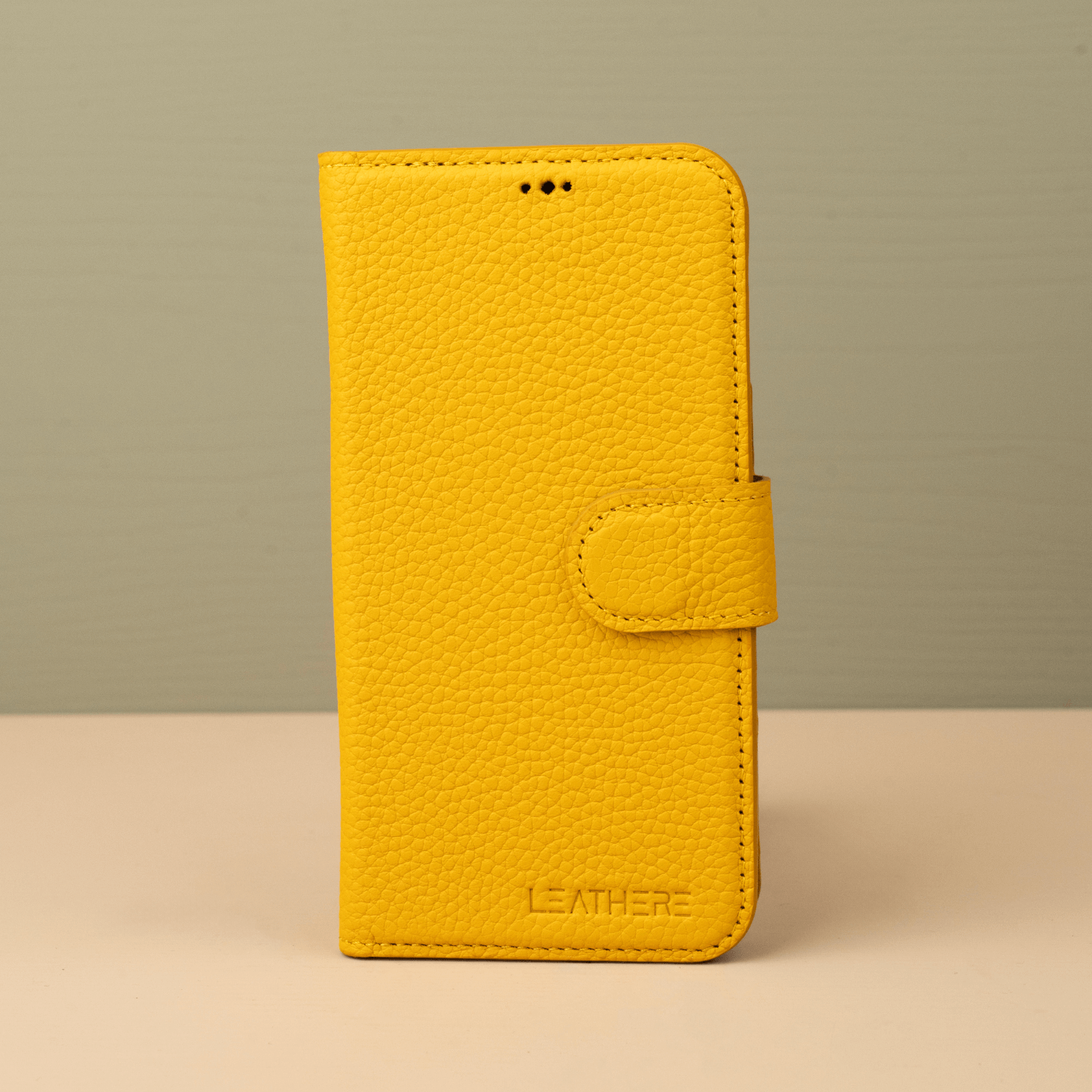 Yellow Leather iPhone 16 Series Wallet Case - LEATHERE