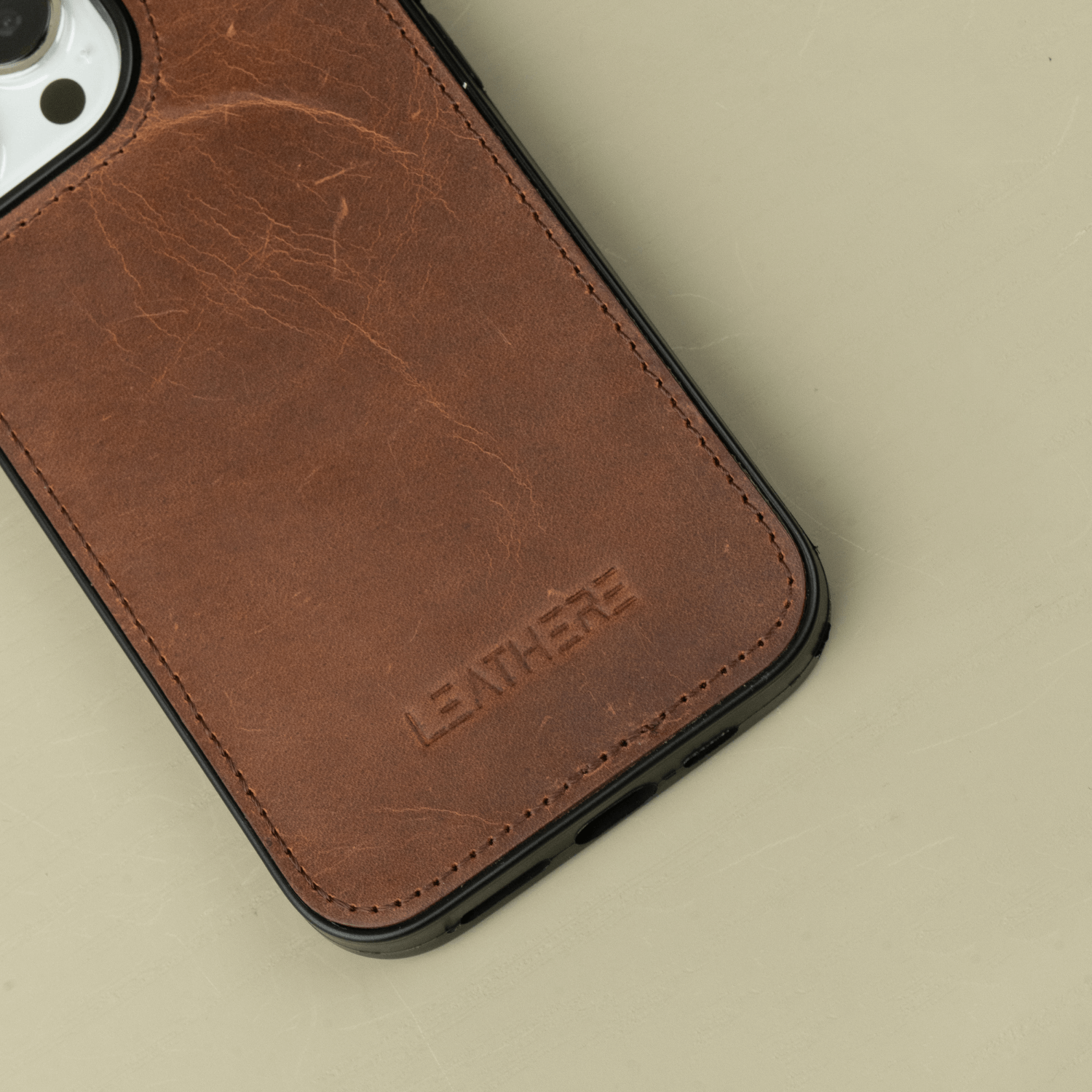 iPhone 14 Series Dark Brown Leather Case - Austin