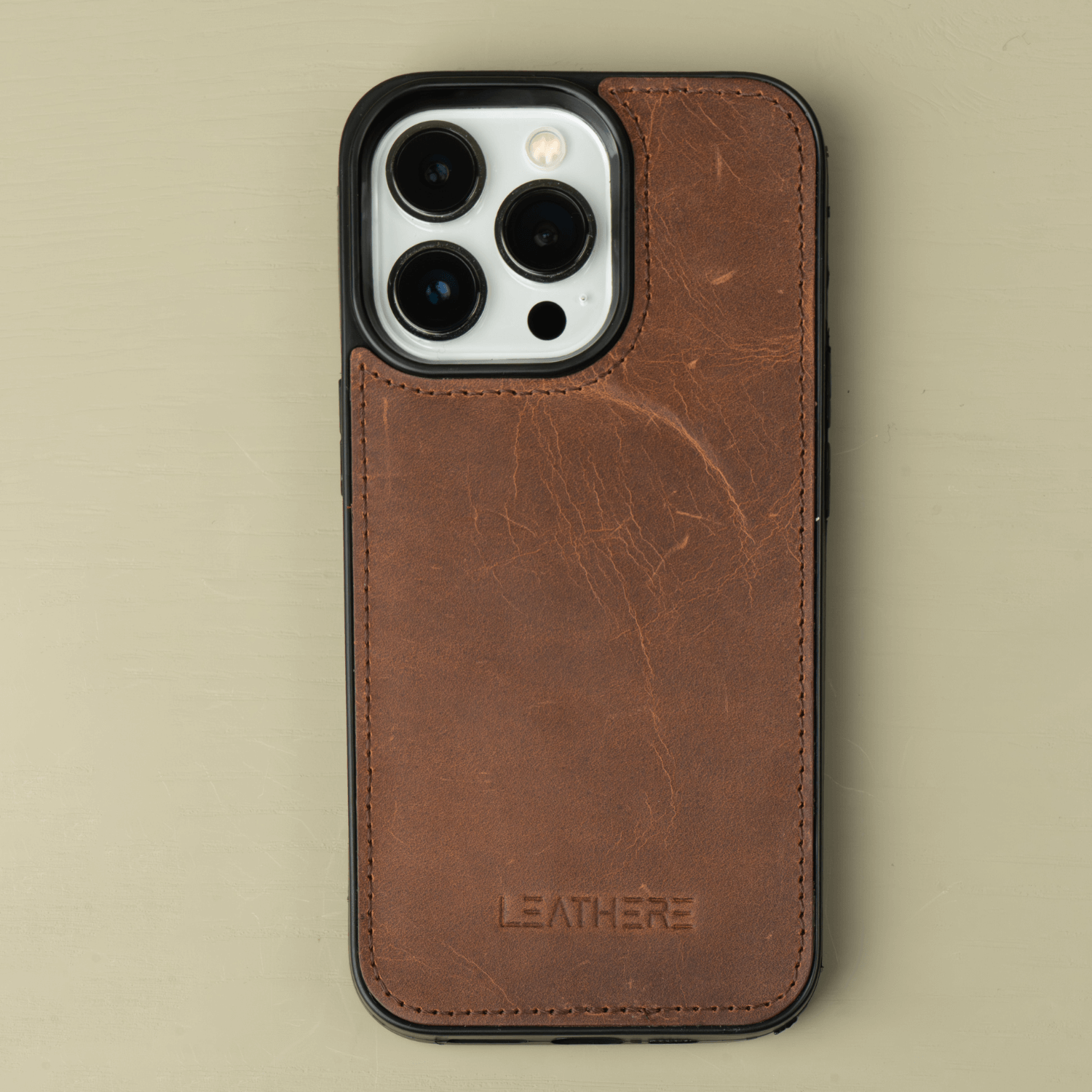 iPhone 15 Series Dark Brown Leather Case - Austin