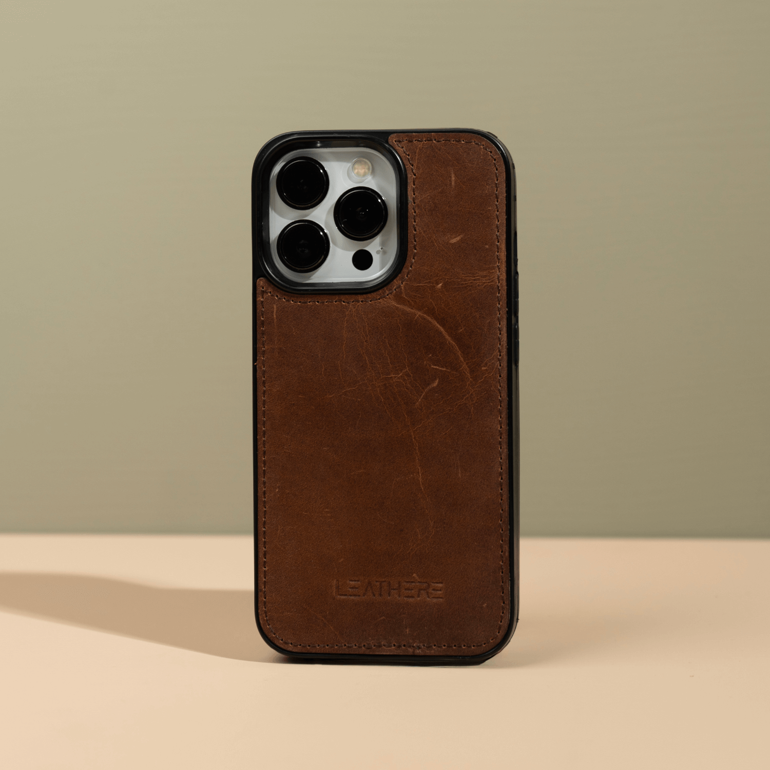 iPhone 15 Series Dark Brown Leather Case - Austin