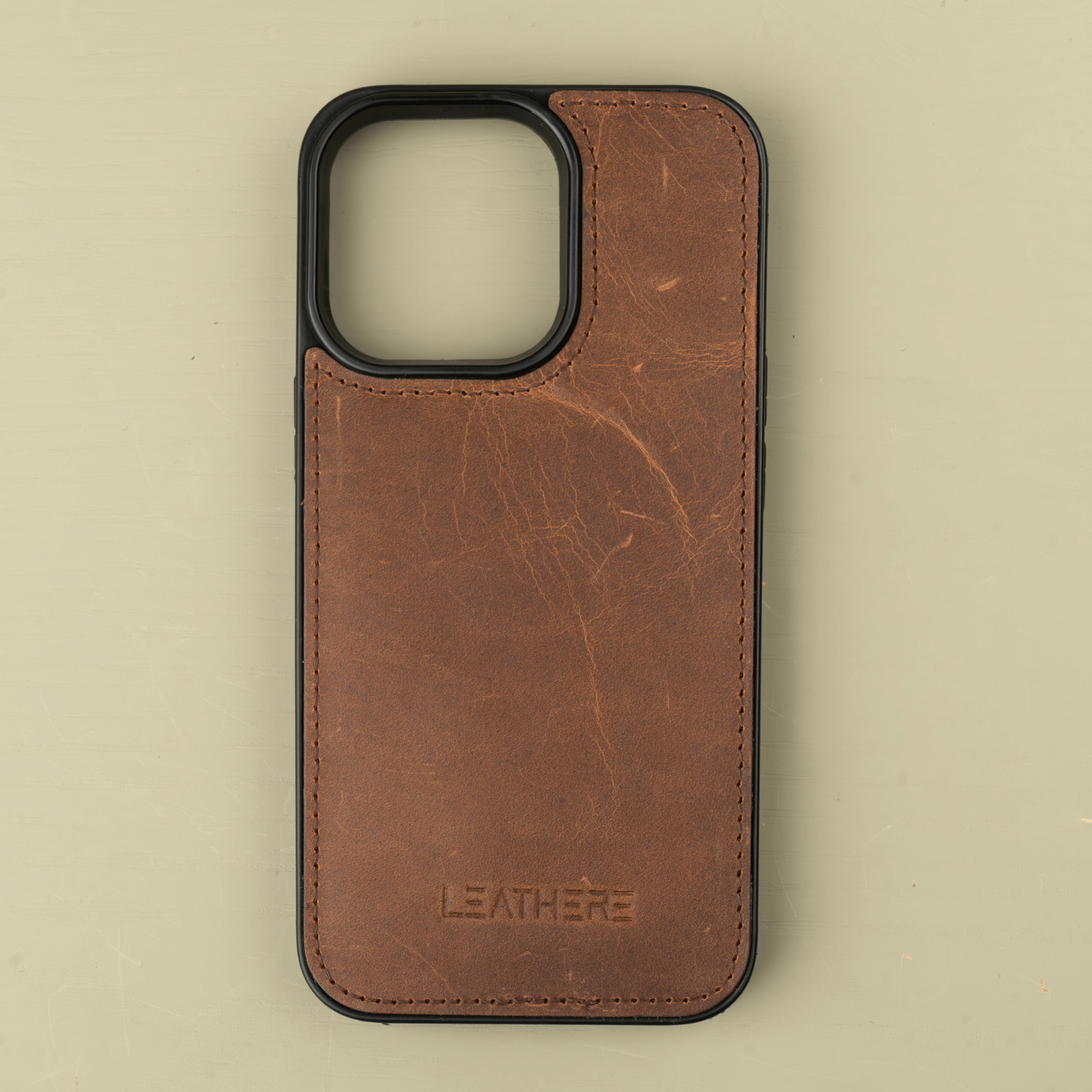 iPhone 14 Series Dark Brown Leather Case - Austin