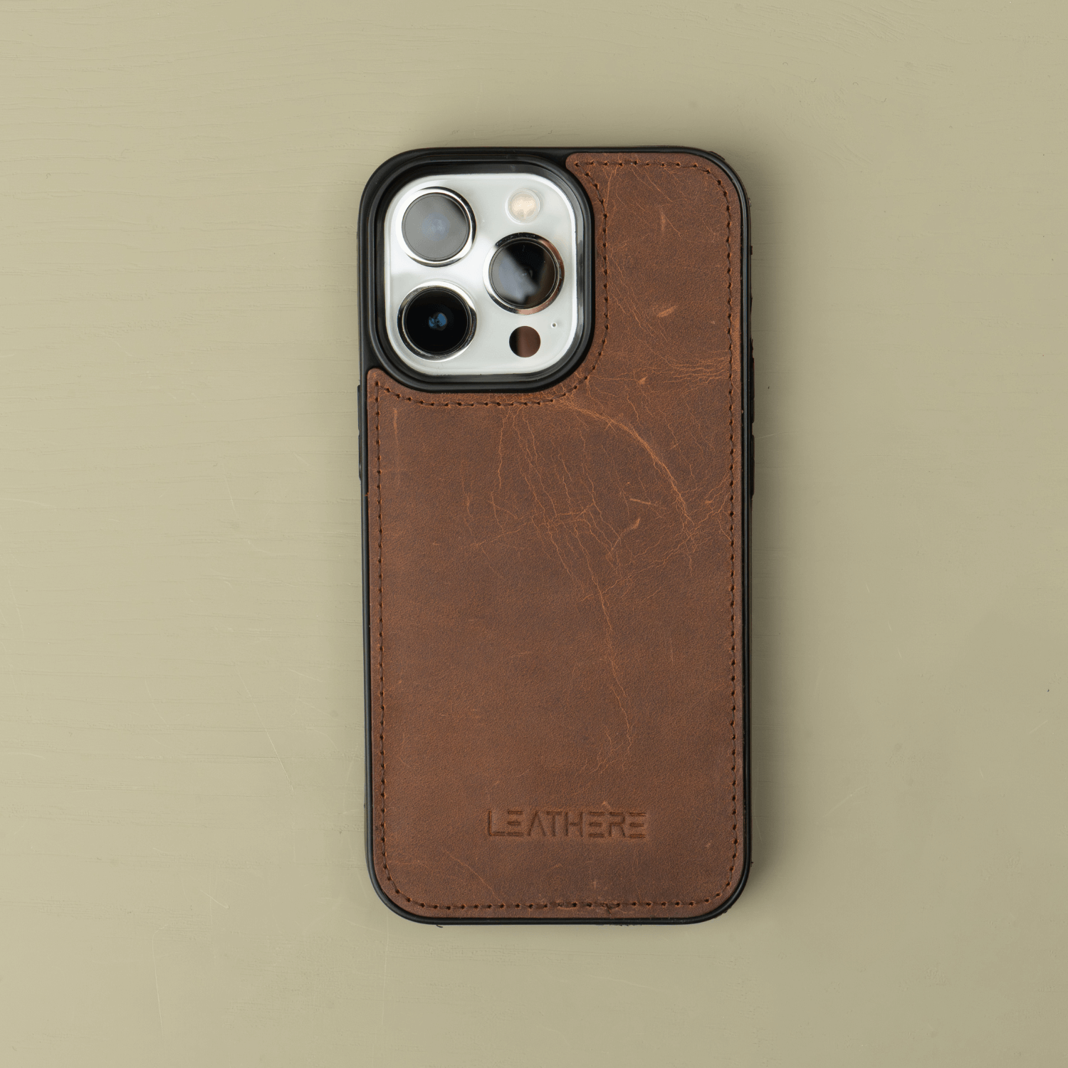 iPhone 15 Series Dark Brown Leather Case - Austin