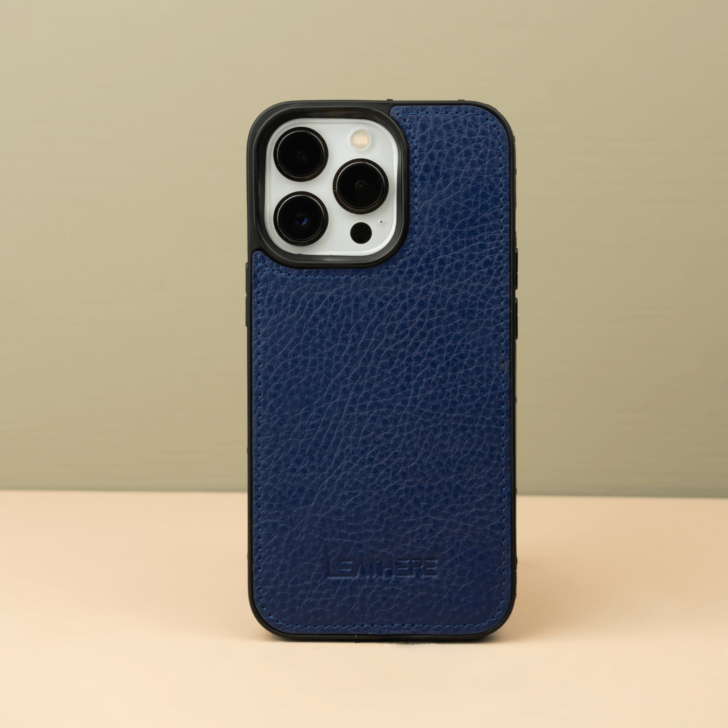 Navy Blue Leather iPhone 16 Series Snap-On Case - LEATHERE