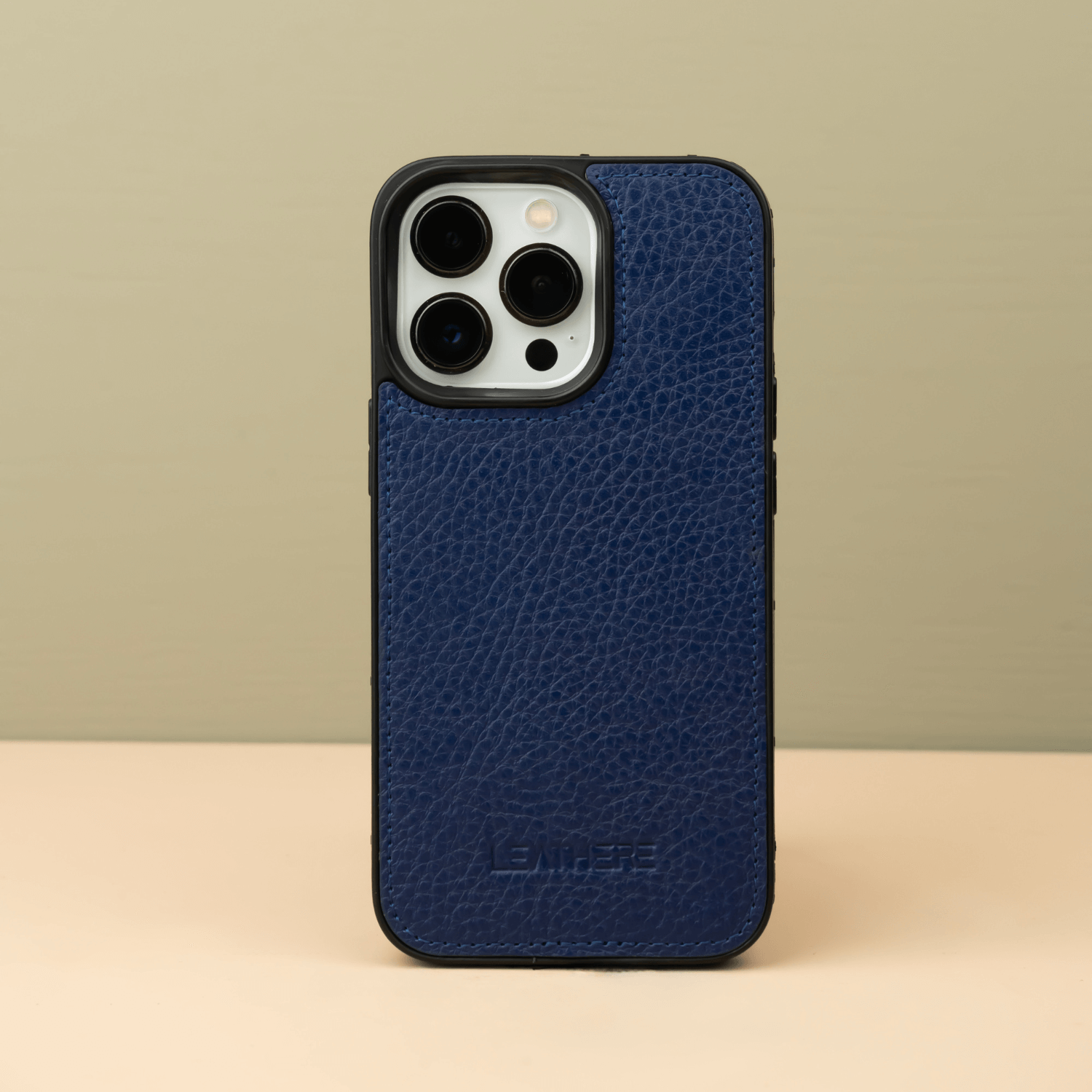 Navy Blue Leather iPhone 16 Series Snap-On Case - LEATHERE