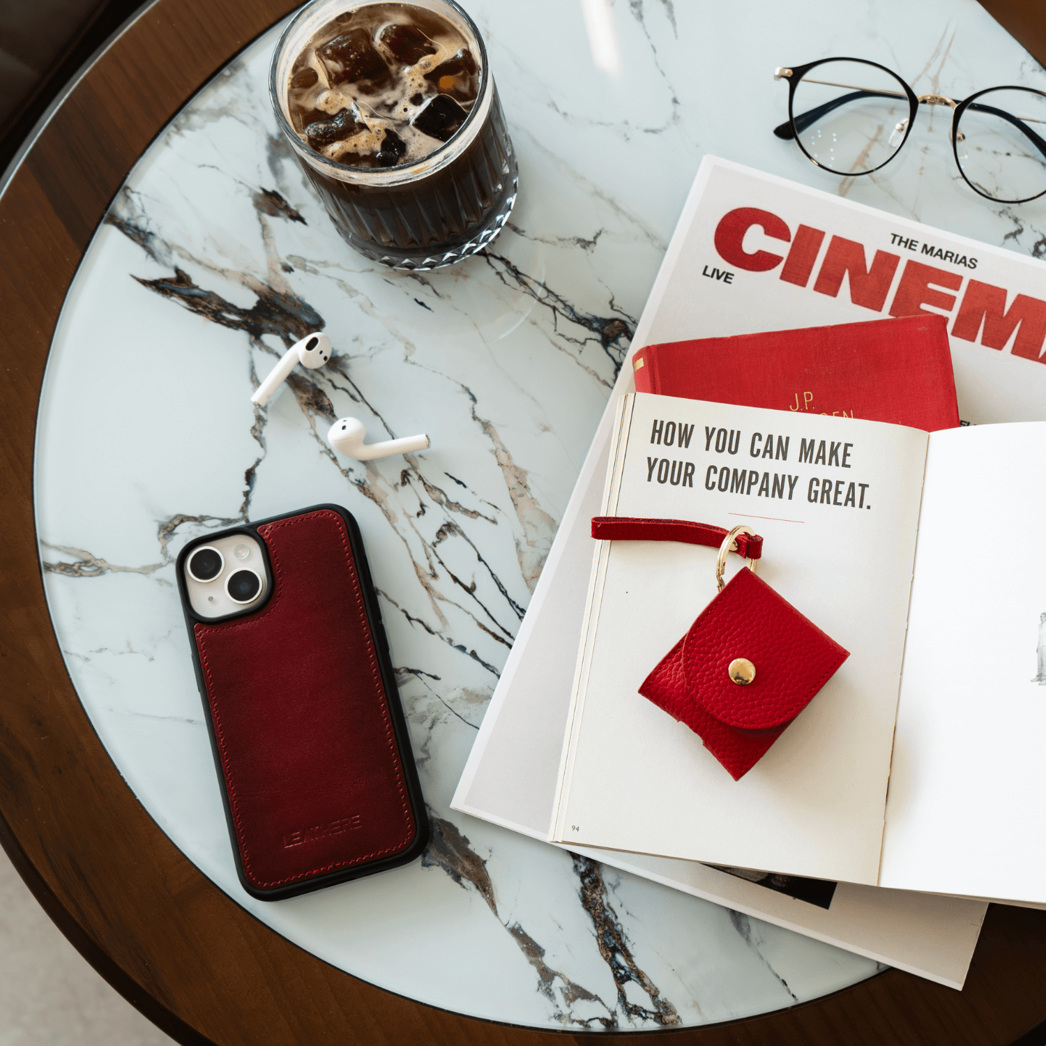 Red Leather iPhone 16 Series Snap-On Case - LEATHERE