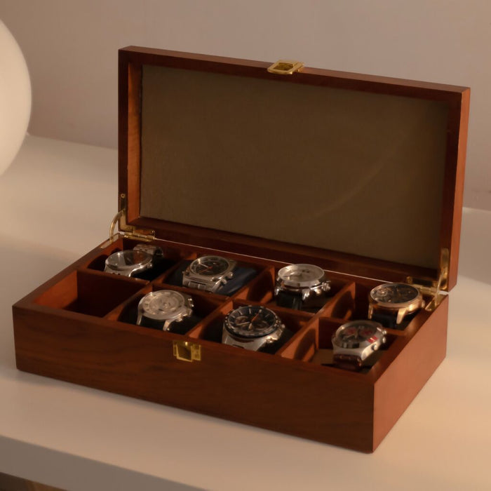 Versatile Wooden Jewelry Box with 8 Compartments