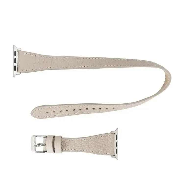 Cream Leather Double Tour Apple Watch Band - LEATHERE