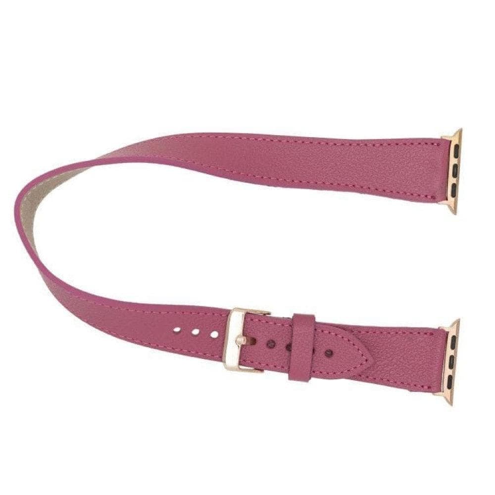 Dark Pink Leather Double Tour Apple Watch Band - LEATHERE