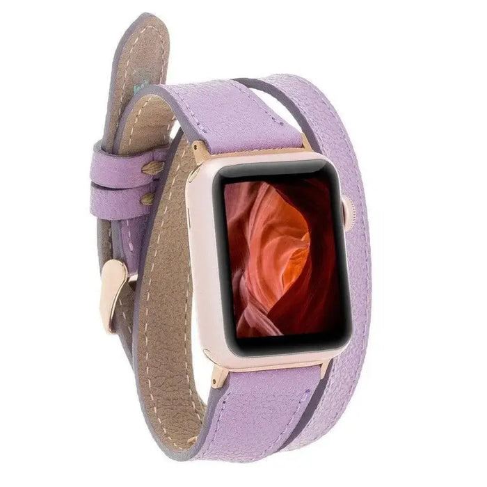 Purple Leather Double Tour Apple Watch Band - LEATHERE