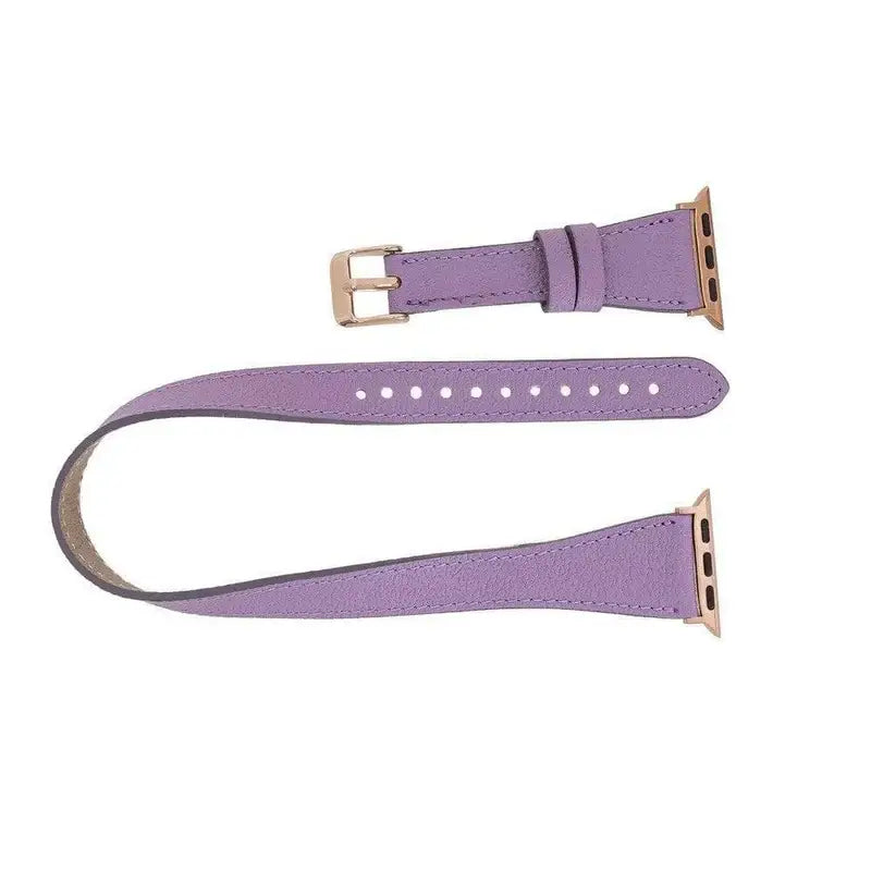 Purple Leather Double Tour Apple Watch Band - LEATHERE