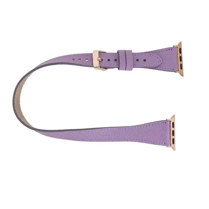 Purple Leather Double Tour Apple Watch Band - LEATHERE