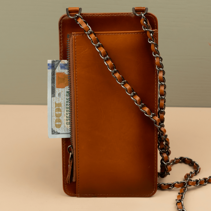 Rustic BrownLeather iPhone Case with Integrated Wallet