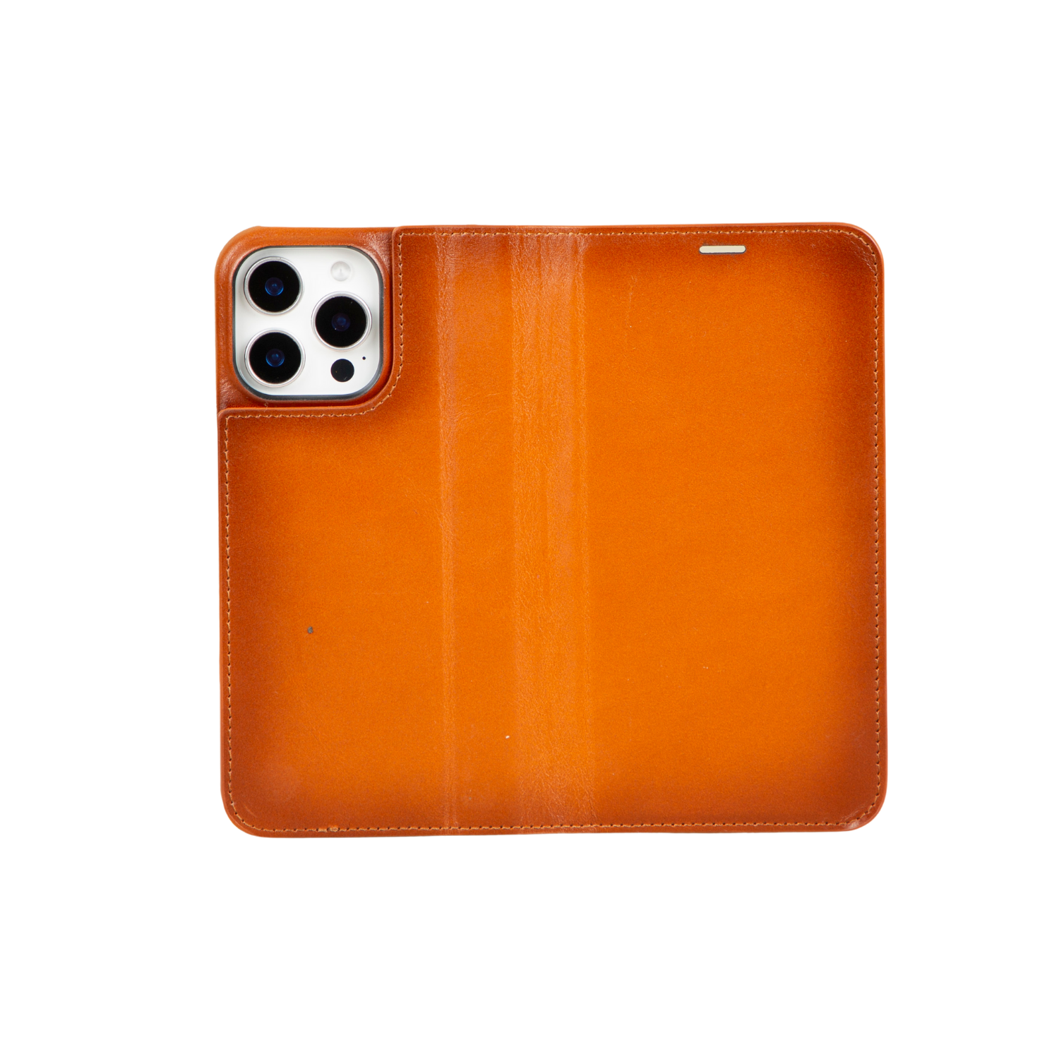 iPhone 16 Series Leather Wallet Case - Orange Brown - Seoul