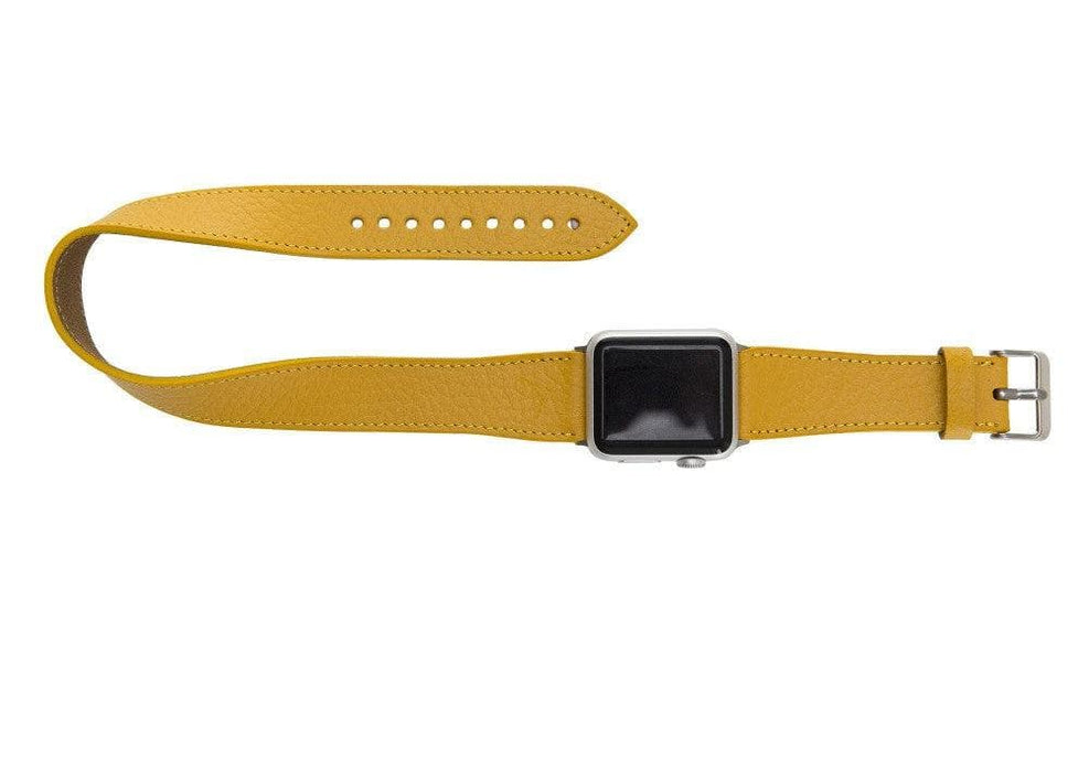 Yellow Leather Double Tour Apple Watch Band - LEATHERE