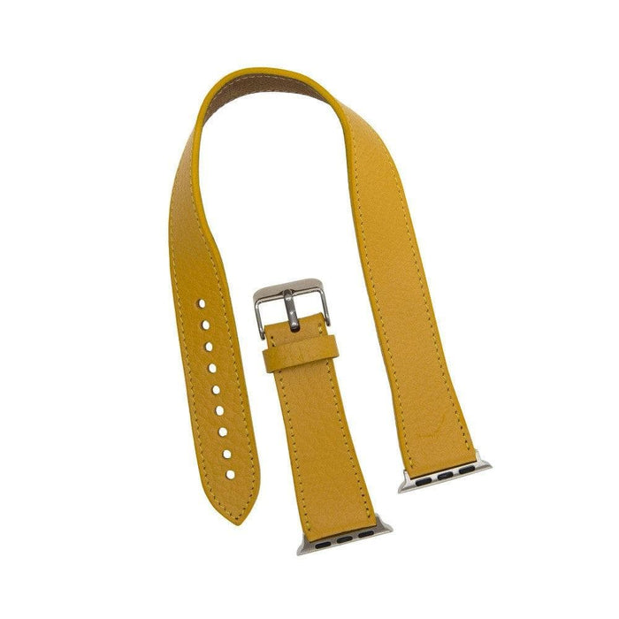 Yellow Leather Double Tour Apple Watch Band - LEATHERE