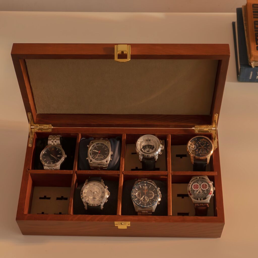 Versatile Wooden Jewelry Box with 8 Compartments