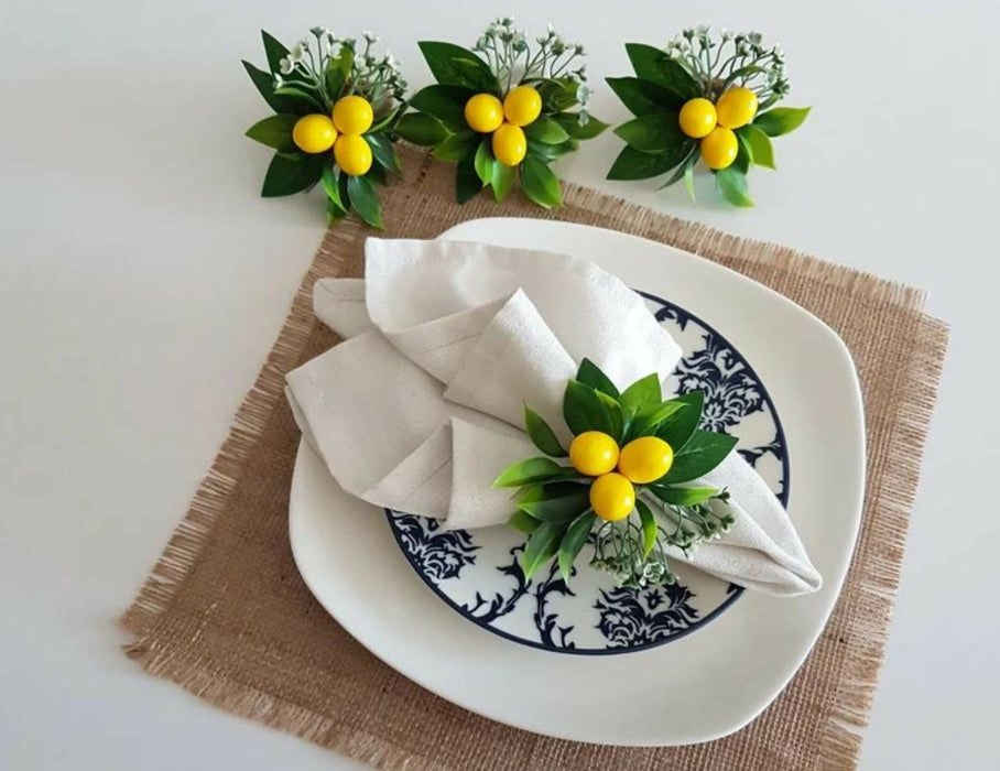 Faux Lemon Napkin Ring|Floral Fresh Citrus Napkin Holder|Farmhouse Table Decor|Summer Wedding Table Centerpiece|Rustic Kitchen Table Top