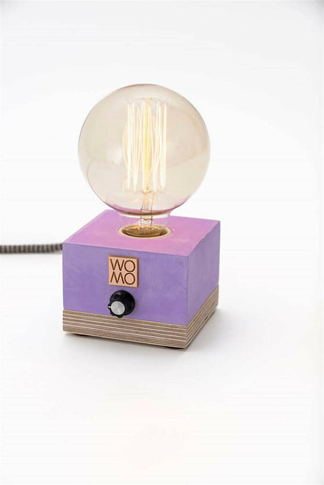 Purple Dimmable Table Lamp, Concrete Design Table Lamp, Industrial Decor, Edison Bedside Lamp, Concrete Home Decor