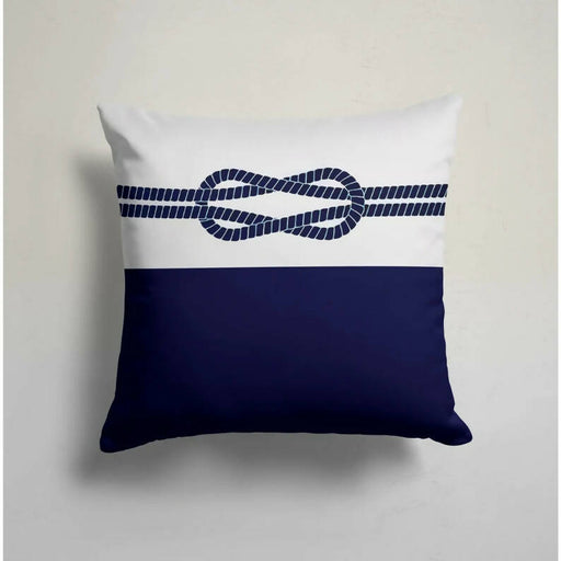 Nautical Pillow Case|Navy Compass and Knot Print Cushion Cover|Navy Marine Pillowcase|Beach House Decor|Blue White Coastal Throw Pillow Top - wboxgo.com