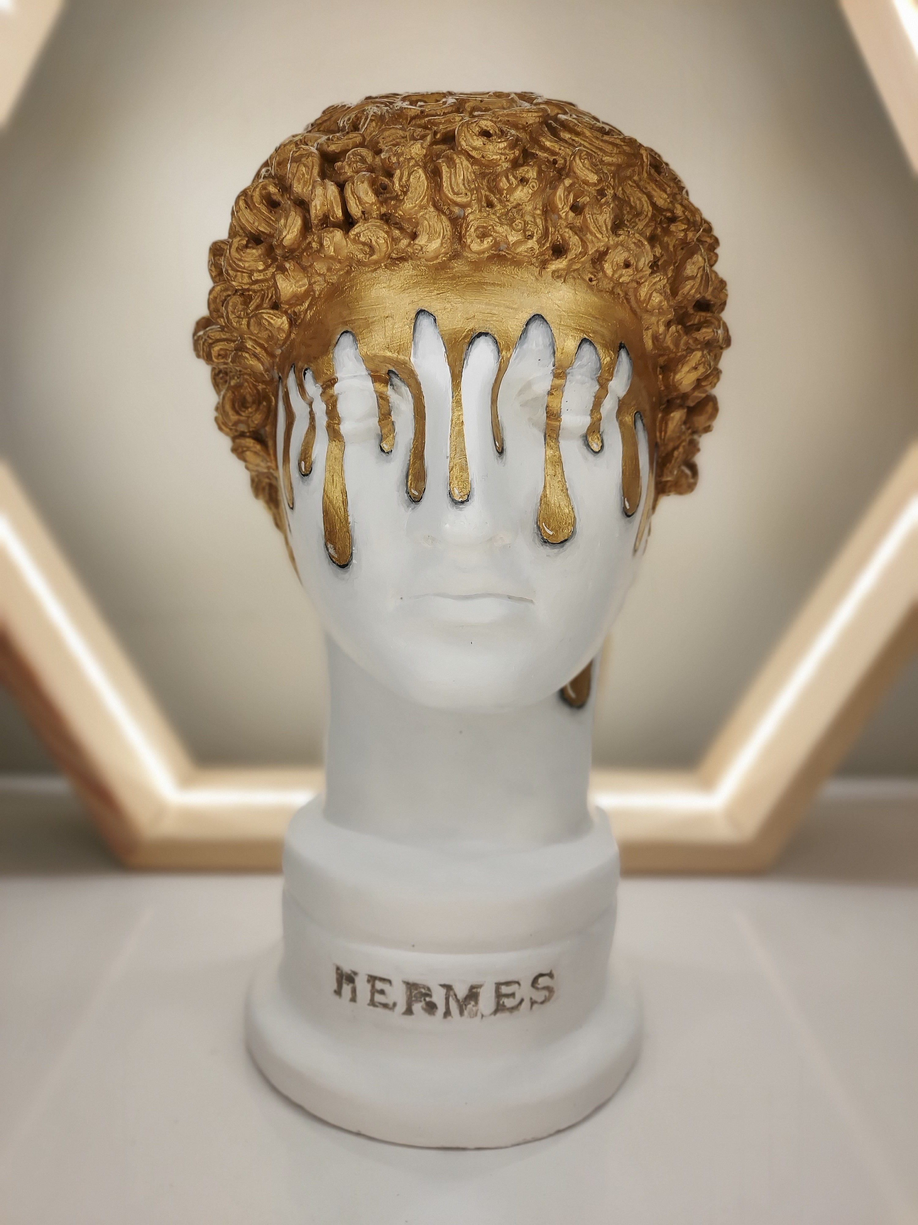 Hermes 'Melting Gold' Pop Art Sculpture, Modern Home Decor - wboxgo.com