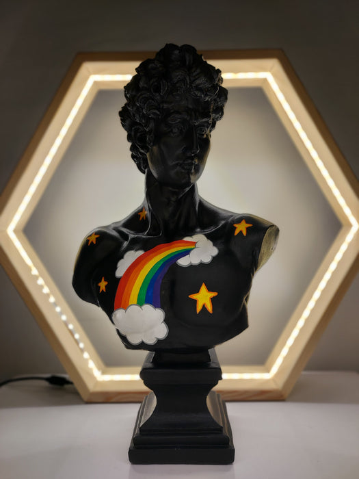 David 'Rainbow' Pop Art Sculpture, Modern Home Decor, Large Sculpture - wboxgo.com