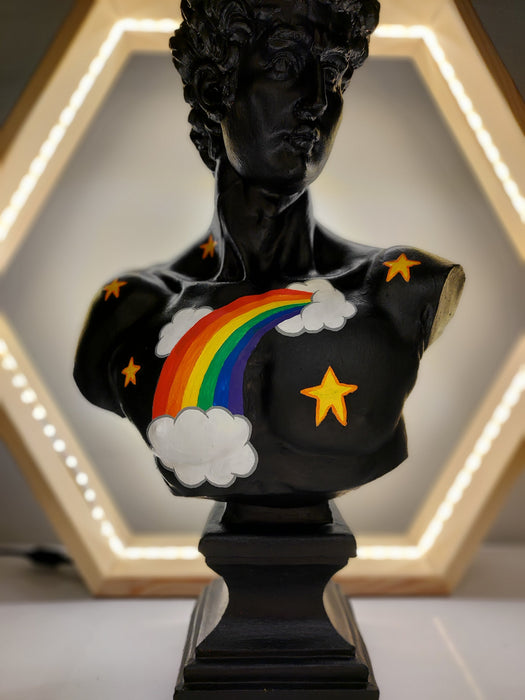 David 'Rainbow' Pop Art Sculpture, Modern Home Decor, Large Sculpture - wboxgo.com