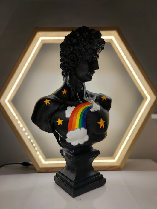 David 'Rainbow' Pop Art Sculpture, Modern Home Decor, Large Sculpture - wboxgo.com